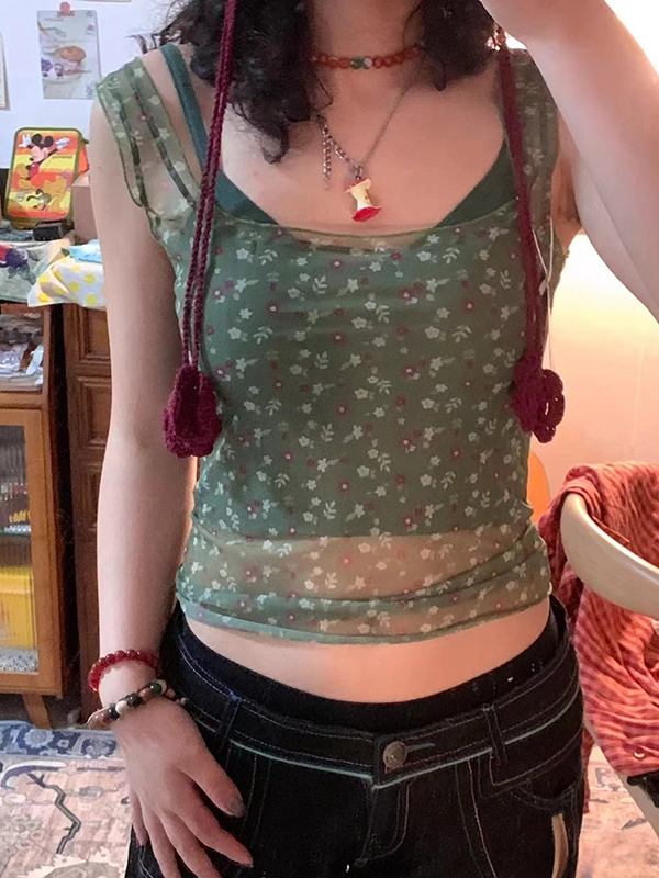 EMMIOL Top de tul con inspiración forestal