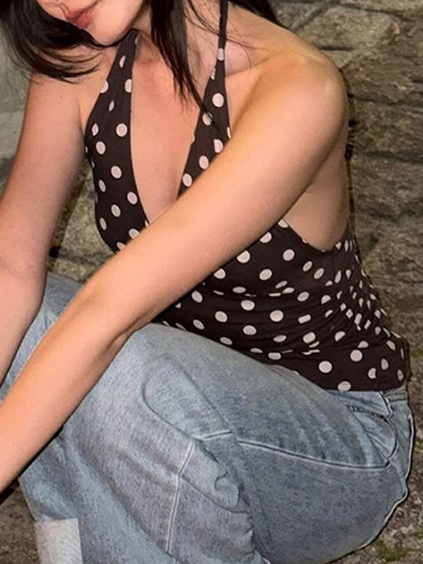 EMMIOL Polka-Dot Hottie Halter Vest