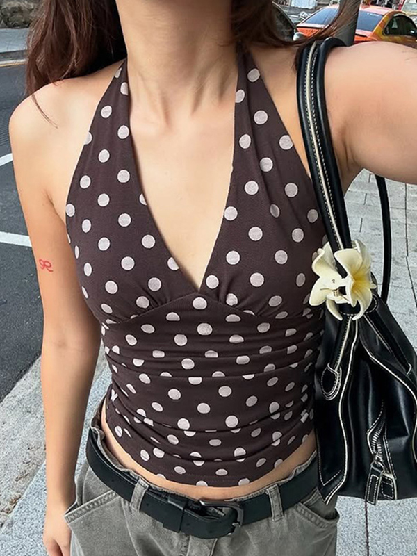 EMMIOL Polka-Dot Hottie Halter Vest