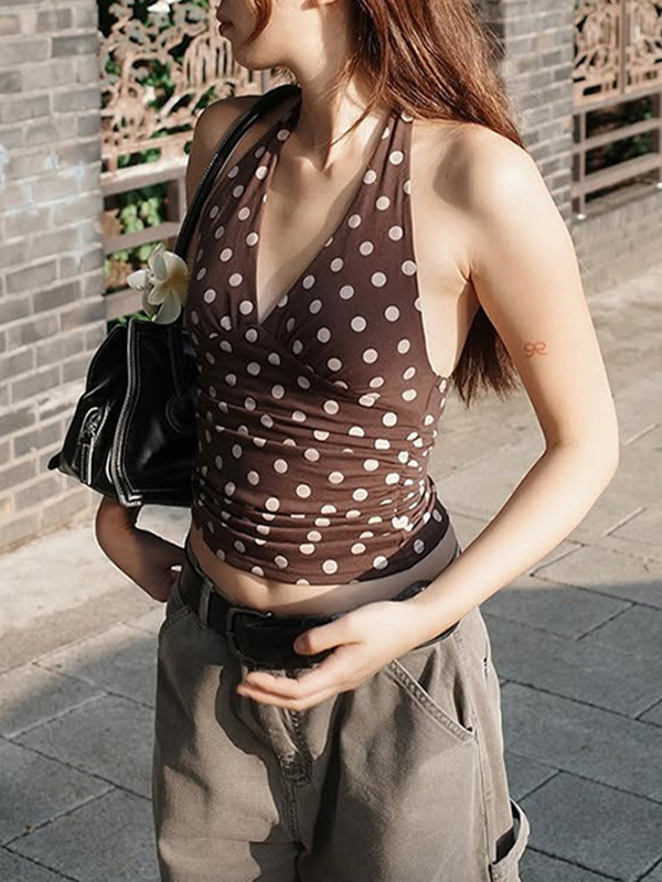 EMMIOL Polka-Dot Hottie Halter Vest