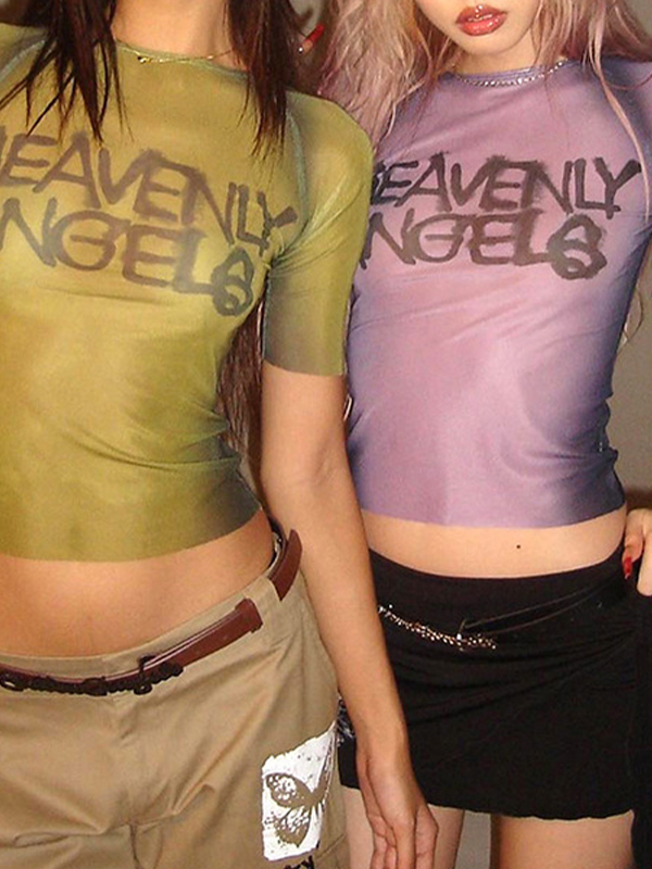 EMMIOL Manga corta de malla estampada