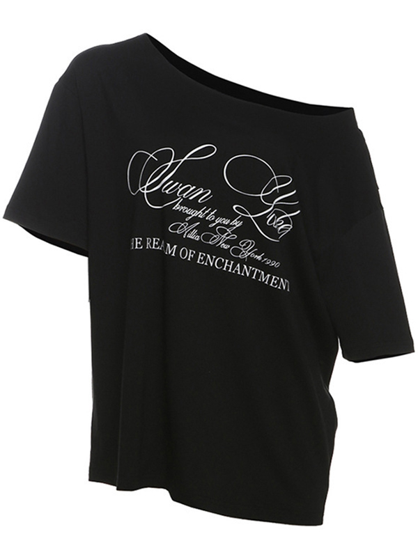 EMMIOL Camiseta de manga corta con estampado de letras de moda