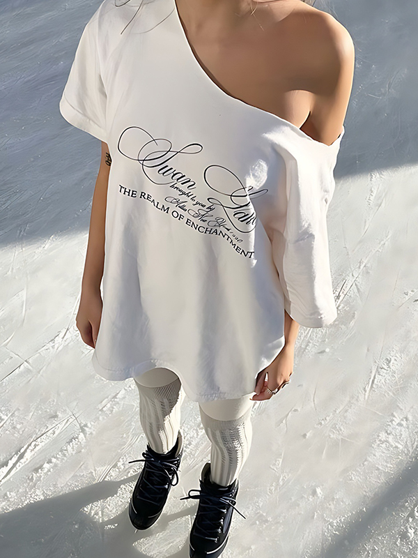 EMMIOL Camiseta de manga corta con estampado de letras de moda