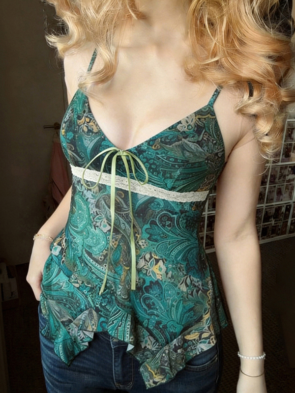 EMMIOL Top de tirantes con estampados retro