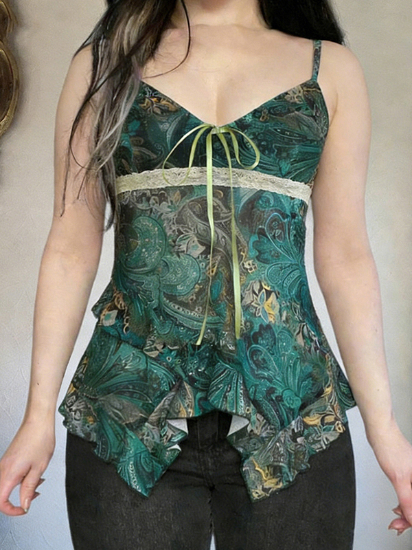 EMMIOL Top de tirantes con estampados retro