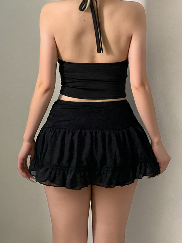 EMMIOL Minifalda de patchwork de encaje