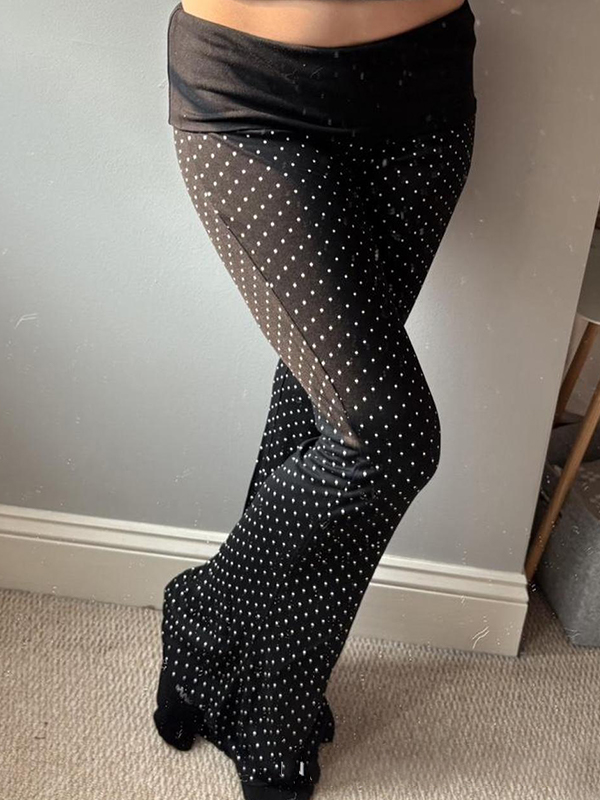 EMMIOL Pantalones acampanados con lunares