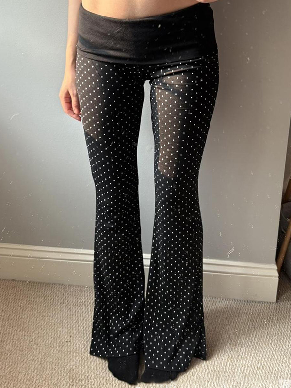 EMMIOL Pantalones acampanados con lunares