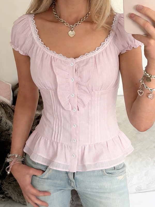 EMMIOL Kurzarm, rosa Puffärmel