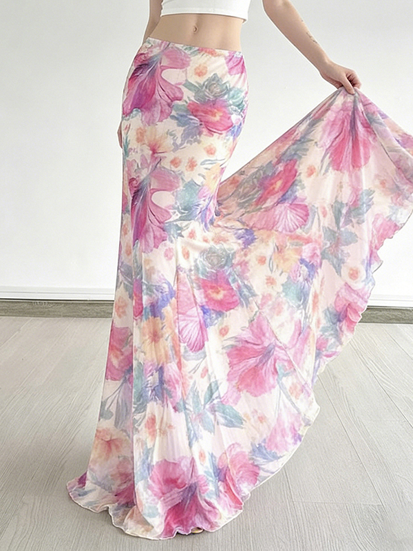 EMMIOL Falda larga con diseño estampado