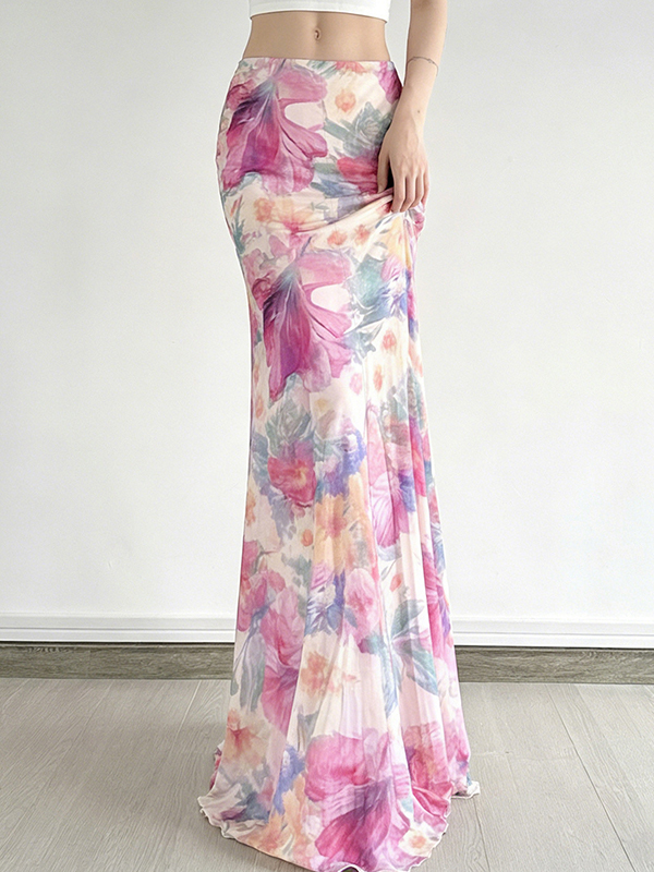 EMMIOL Falda larga con diseño estampado