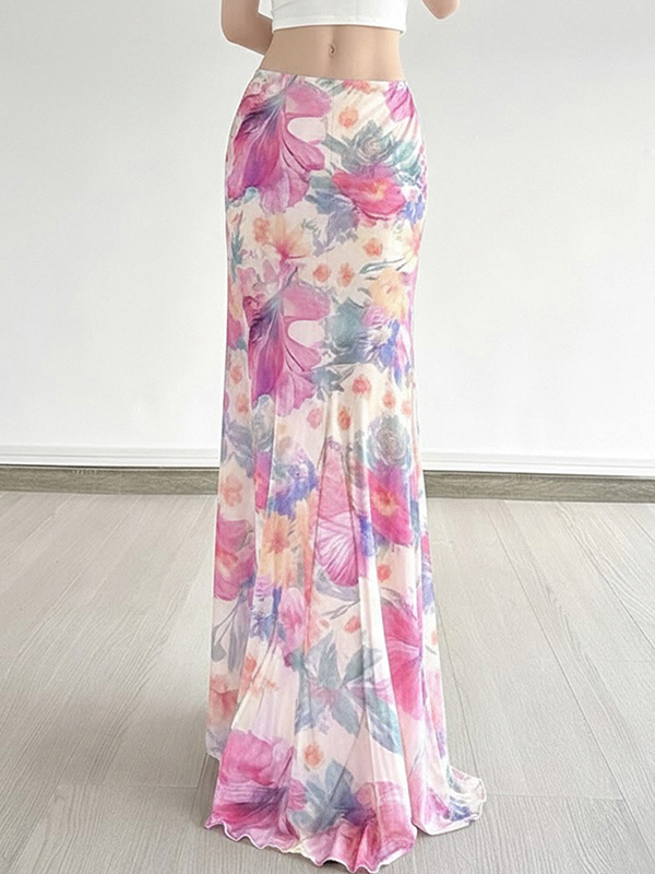 EMMIOL Falda larga con diseño estampado