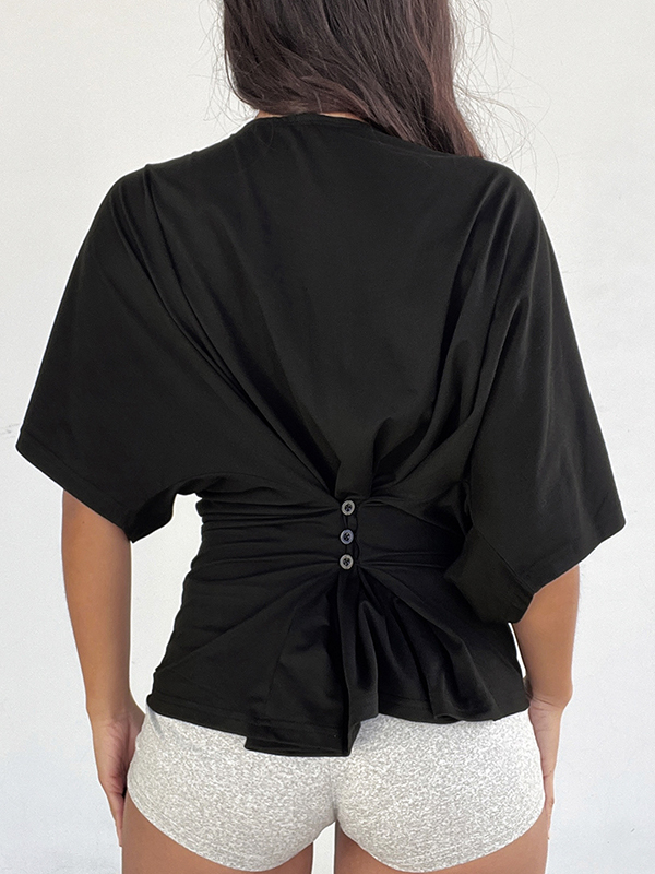 EMMIOL Gestreiftes, schulterfreies Kurzarmshirt