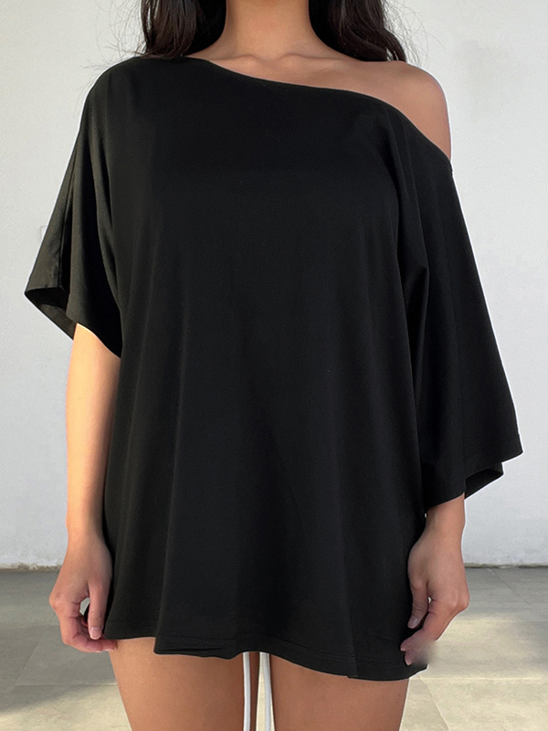 EMMIOL Gestreiftes, schulterfreies Kurzarmshirt