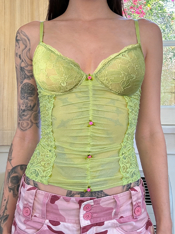 EMMIOL Trägertop mit Spitzenbesatz