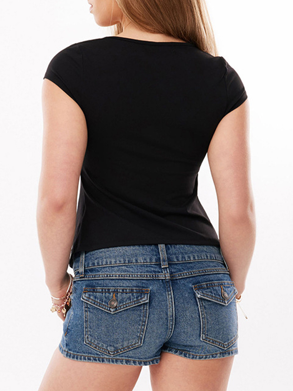 EMMIOL Kurzarm, einfarbig, mit Twist-Effekt