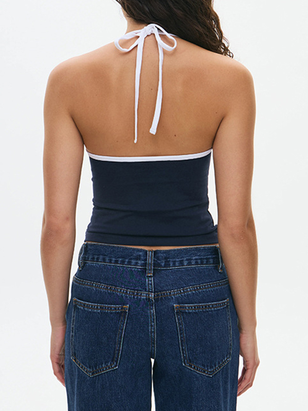 EMMIOL Neckholderweste mit kontrastfarbenen Schnürsenkeln