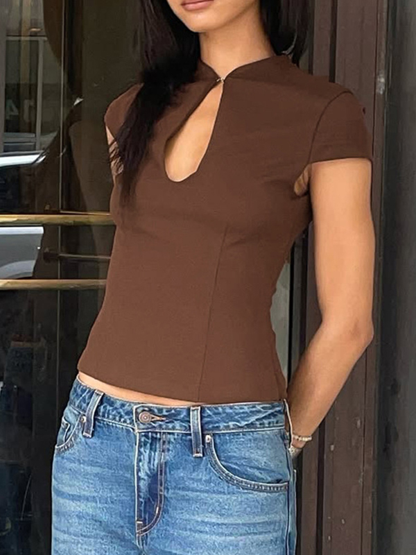 EMMIOL Kurzarm, einfarbig, mit Lochmuster