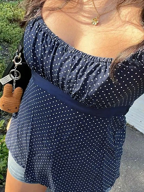 EMMIOL Polka Dot Print Short Sleeve