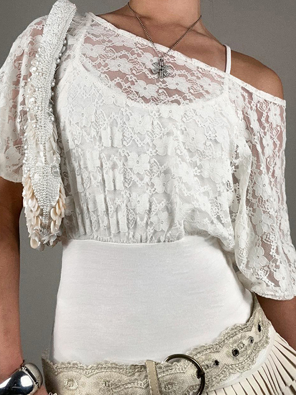 EMMIOL Lace Panels Short Sleeve