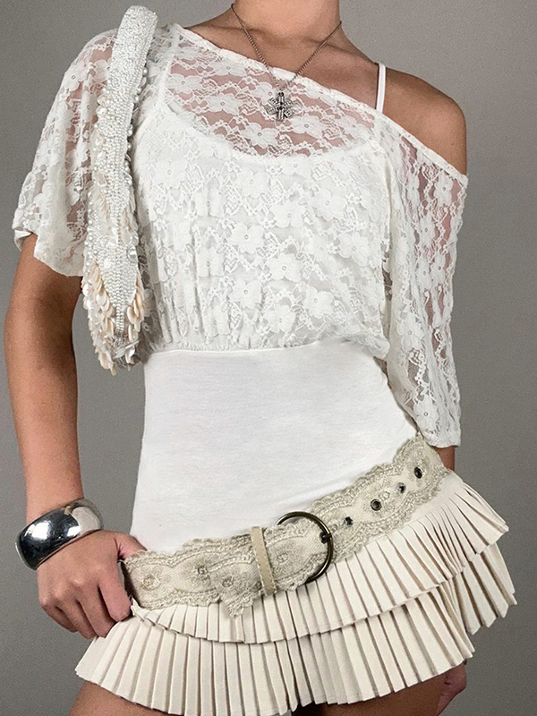 EMMIOL Lace Panels Short Sleeve