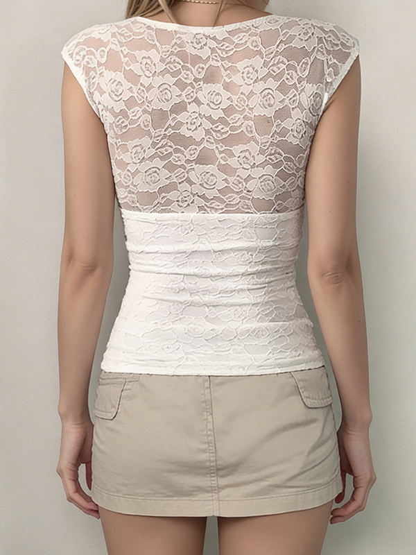 EMMIOL V-Neck Pleats Short Sleeve