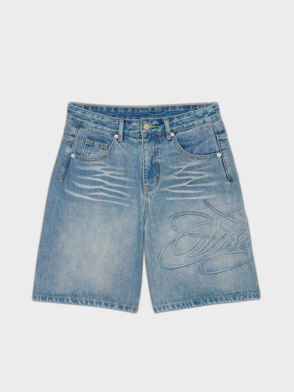 EMMIOL Jeansshorts mit Buchstabenprint