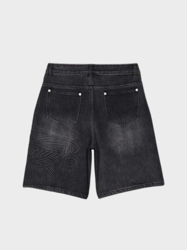 EMMIOL Jeansshorts mit Buchstabenprint