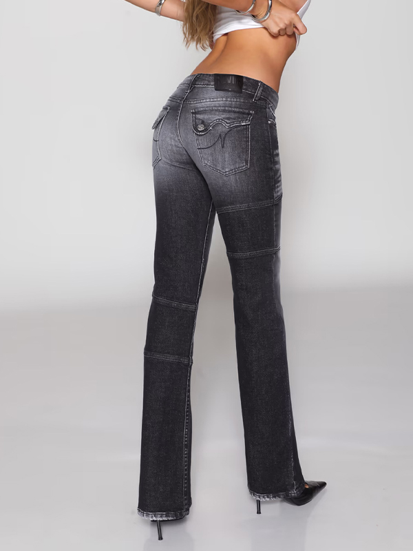 EMMIOL Jeans a zampa d'elefante slim-fit lavati