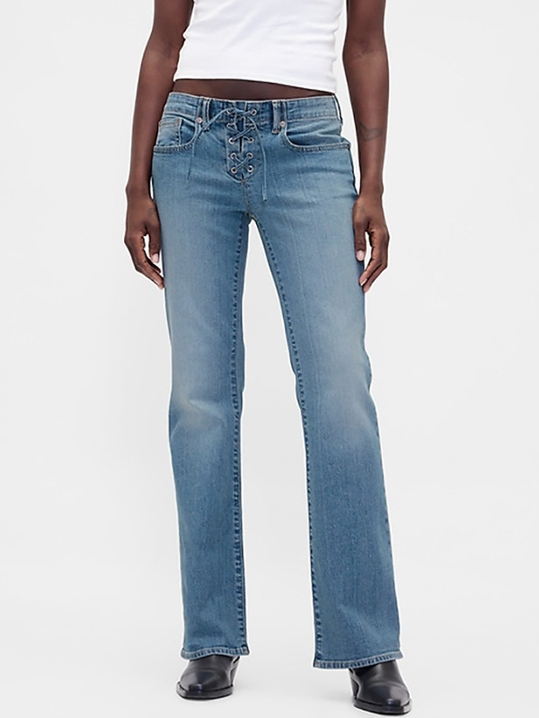 EMMIOL Jeans a zampa aderenti con allacciatura sul davanti