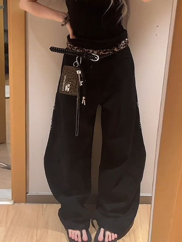 EMMIOL Jeans boyfriend con scritte floreali in stile street style