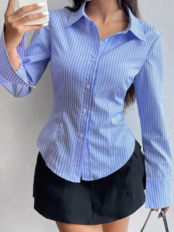 EMMIOL Langarmshirt mit Streifen im amerikanischen Stil