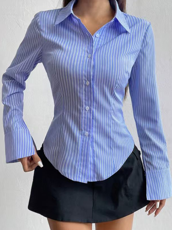 EMMIOL Langarmshirt mit Streifen im amerikanischen Stil