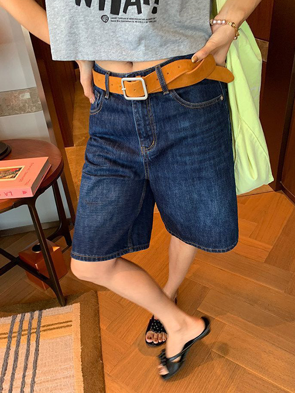 EMMIOL Pantalones cortos vaqueros con bordado de flores