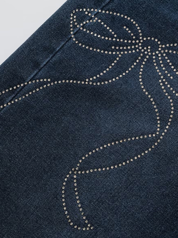 EMMIOL Pantalones cortos vaqueros con lazo de cuentas