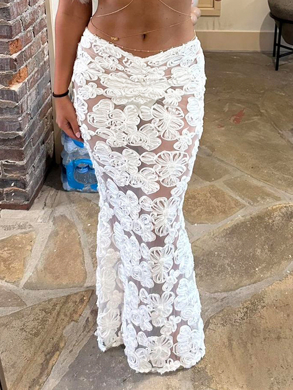 EMMIOL Maxirock mit Blumenmuster und V-Ausschnitt