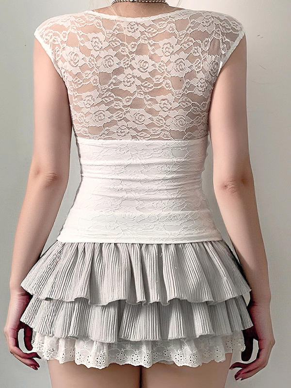 EMMIOL Kurzarm mit V-Ausschnitt im französischen Stil