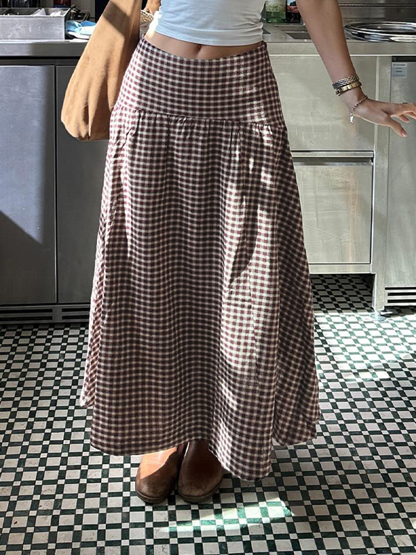 EMMIOL Maxirock mit kontrastfarbenem Taillengürtel