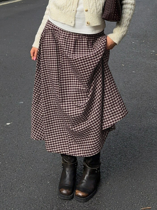 EMMIOL Maxirock mit kontrastfarbenem Taillengürtel