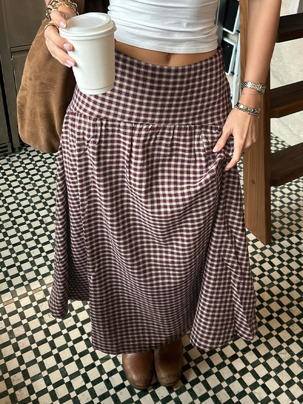 EMMIOL Maxirock mit kontrastfarbenem Taillengürtel