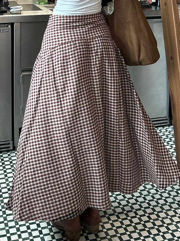 EMMIOL Maxirock mit kontrastfarbenem Taillengürtel