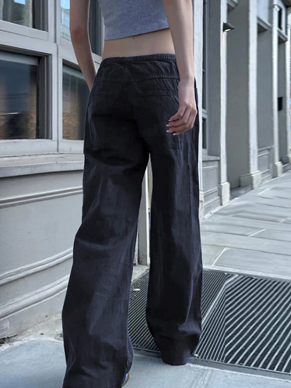 EMMIOL Boyfriend-Jeans mit Schnürsenkeln