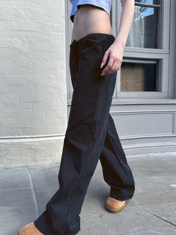 EMMIOL Boyfriend-Jeans mit Schnürsenkeln