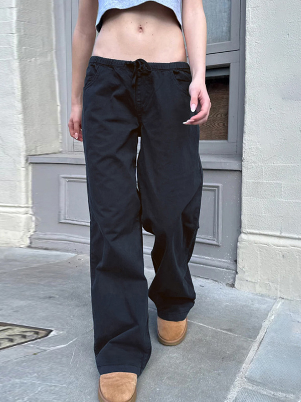 EMMIOL Boyfriend-Jeans mit Schnürsenkeln