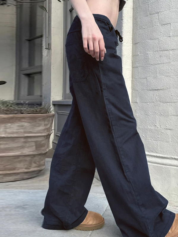 EMMIOL Boyfriend-Jeans mit Schnürsenkeln