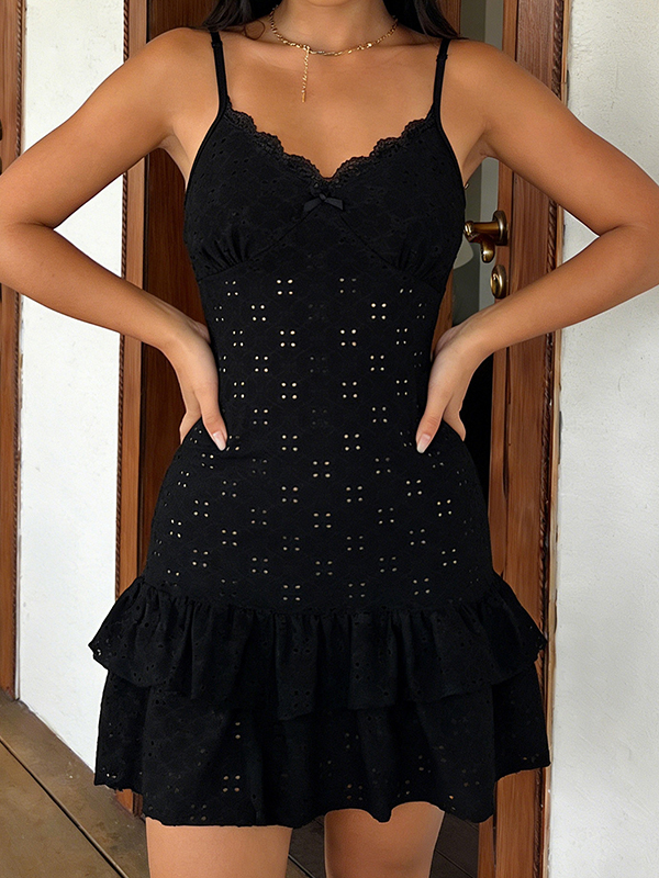 EMMIOL Minikleid mit Lochmuster