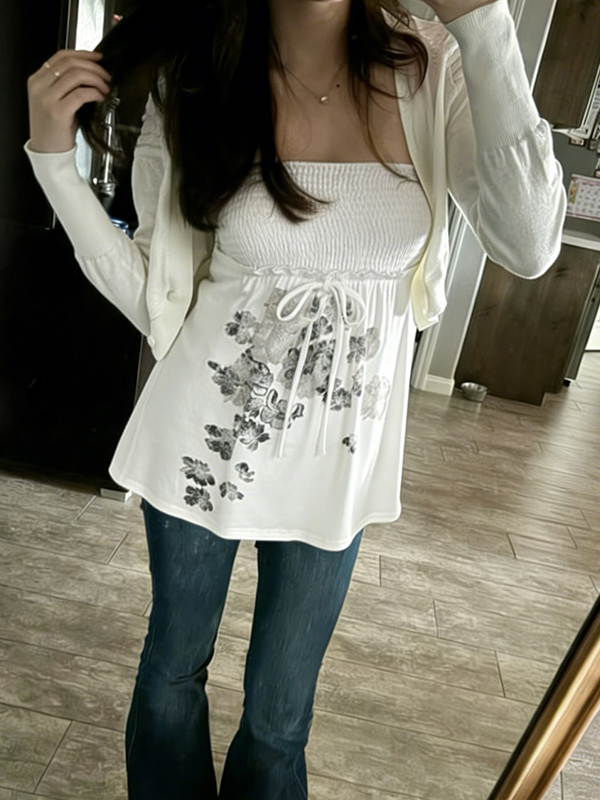 EMMIOL Bedrucktes Bandeau-Top aus Spitze