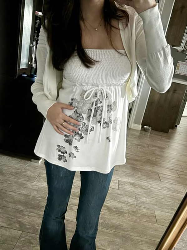 EMMIOL Bedrucktes Bandeau-Top aus Spitze