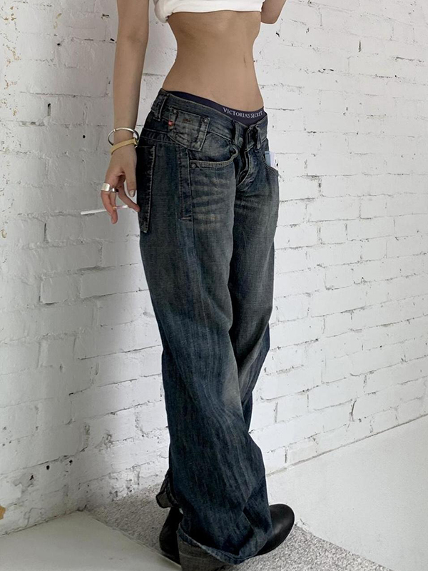 EMMIOL Vintage Wash And Distressing Boyfriend Jeans