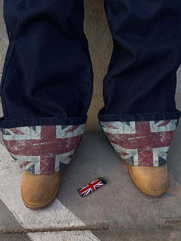 EMMIOL Hem Printing Boyfriend Jeans